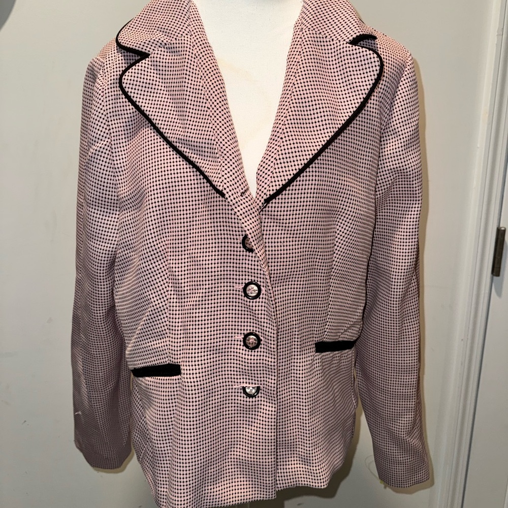 Women's Pink and Black Checkered Blazer